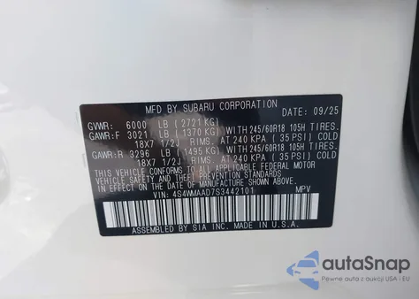 2025 Subaru Ascent Premium 8-Passenger from USA, damaged, VIN 4S4WMAAD7S3442101